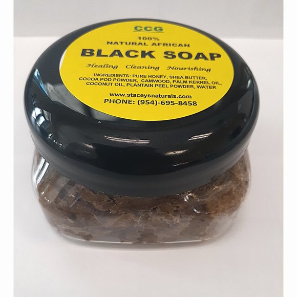 NWT African Black Soap Raw Unrefined in Jar - Picture 1 of 2